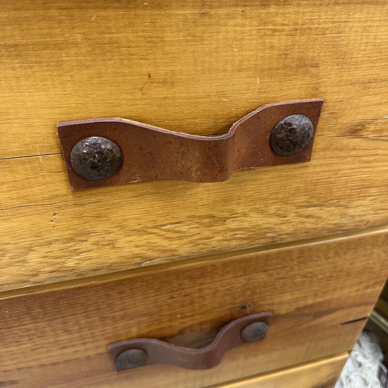 Rustic Lowboy Dresser with Leather Drawer Pulls, Wood/Pine. Retails for $940!<br />
Size: 42x36x20