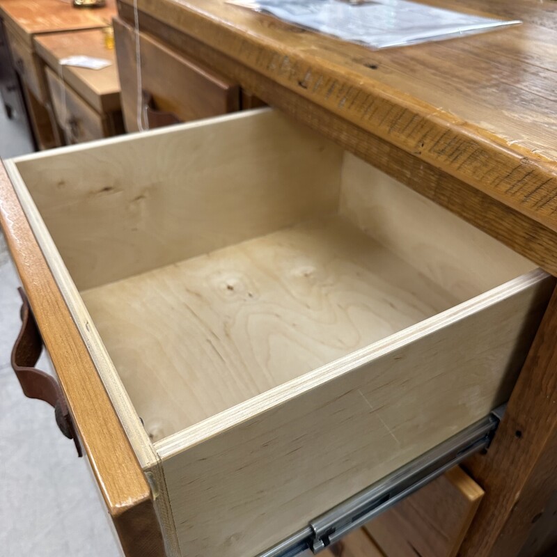 Rustic Lowboy Dresser with Leather Drawer Pulls, Wood/Pine. Retails for $940!<br />
Size: 42x36x20