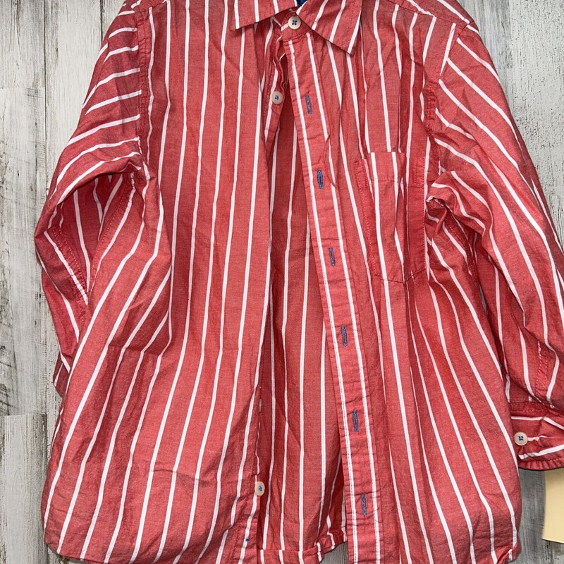 6/7 Red Stripe Button Up, Red, Size: Boy 5-8