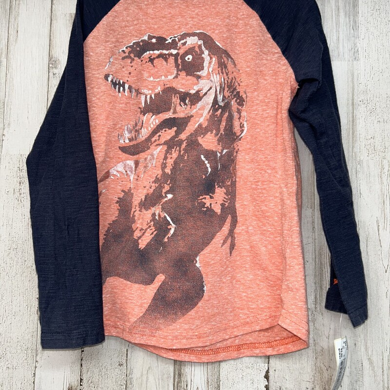 6 Orange Dino Raglan Tee