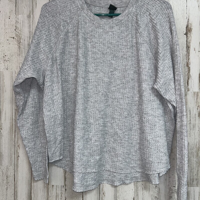 L Grey Waffle Longsleeve, Grey, Size: Ladies L