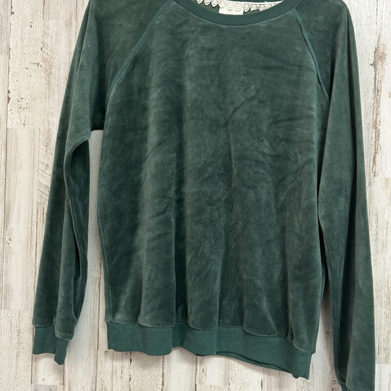 S Green Velvet Sweatshirt, Green, Size: Ladies S