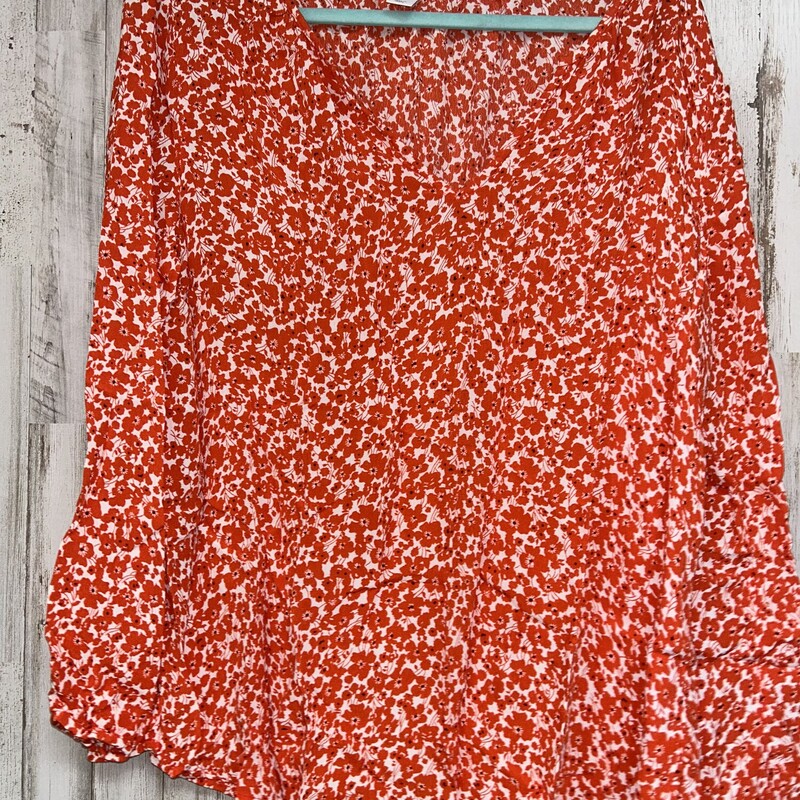 XL Red Floral Print Top