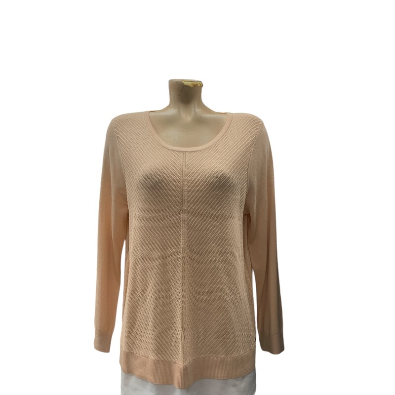 Calvin Klein Top LS, Peach/wh, Size: L