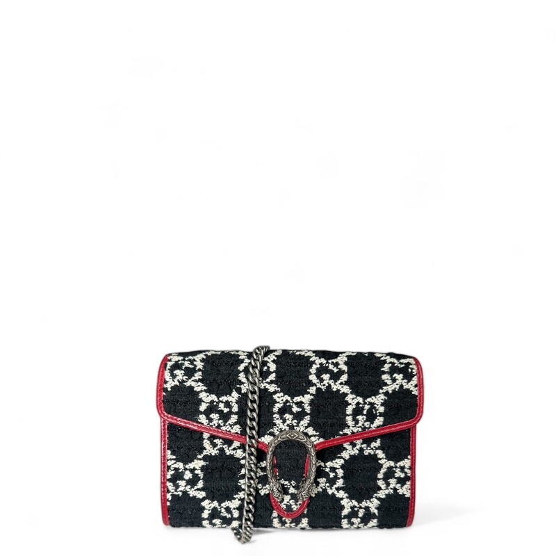 Gucci Dionysus WOC Tweed, Black, Size: Mini

Date Code:
401231 493075

Dimensions:
Width:8 in
Height:5 in
Depth:2.3 in