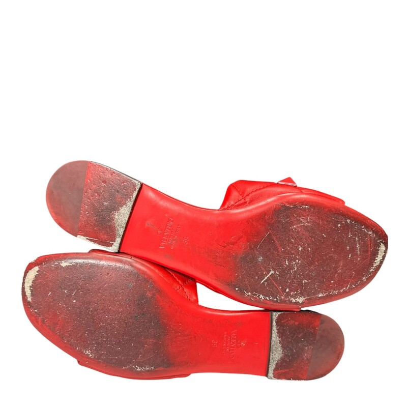 Valentino Stud Slides, Red, Size: 39
Some minor scuffs near toe