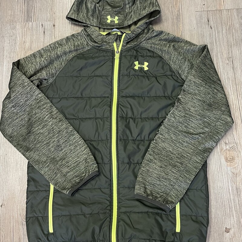 Under Armour Puffer Hoodi, Green, Size:  YXL 18Y