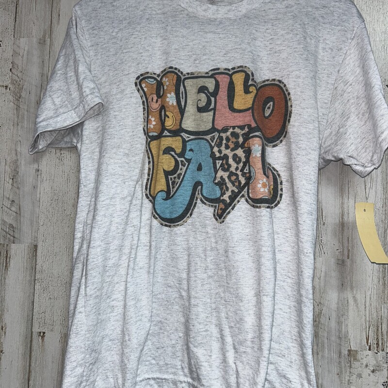 S Hello Fall Tee, Grey, Size: Ladies S