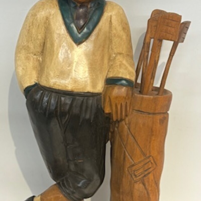 Wood Carved Golfer
6 piece set - with man and clubs
Brown Black Cream
Size: 8 x 4.5 x 20H