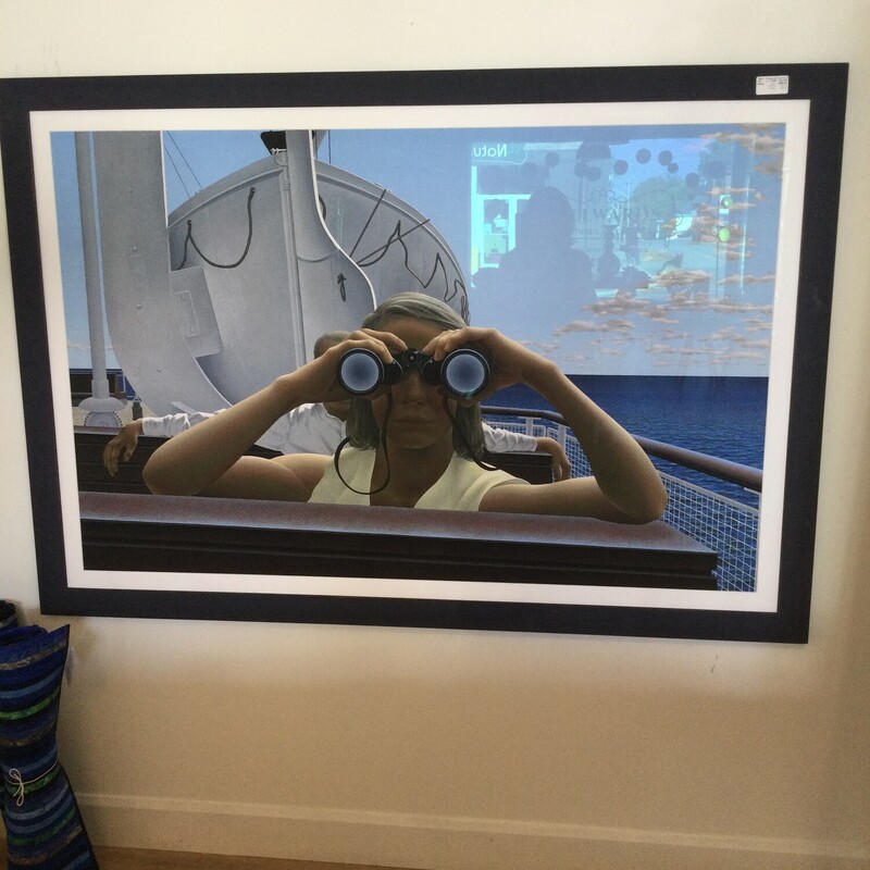 Framed Alex Colville Print To Prince Edward Island Blue/White/Grey, Size: 44X64