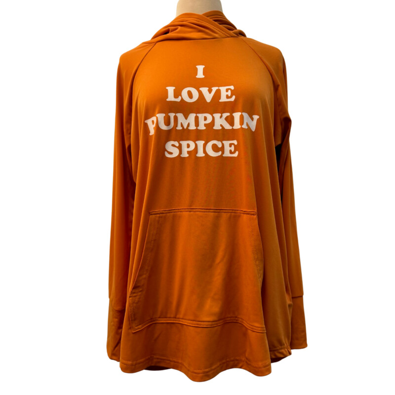 New LuLaRoe Hoodie<br />
I Love Pumpkin Spice<br />
Perfect for Fall!<br />
Color:  Pumpkin<br />
Size: Large