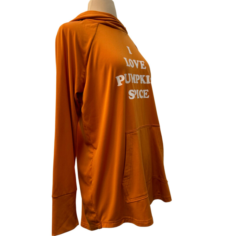 New LuLaRoe Hoodie<br />
I Love Pumpkin Spice<br />
Perfect for Fall!<br />
Color:  Pumpkin<br />
Size: Large