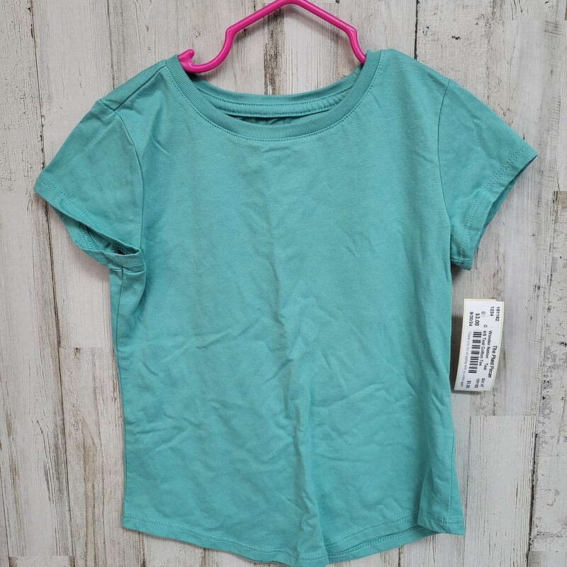 4/5 Teal Cotton Tee, Teal, Size: Girl 4T