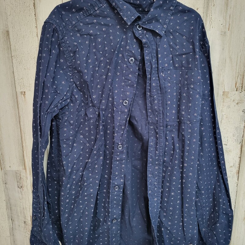 10/12 Navy Printed Button, Navy, Size: Boy 10 Up