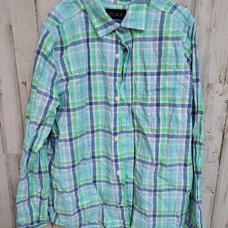 10/12 Blue/Green Button U, Blue, Size: Boy 10 Up