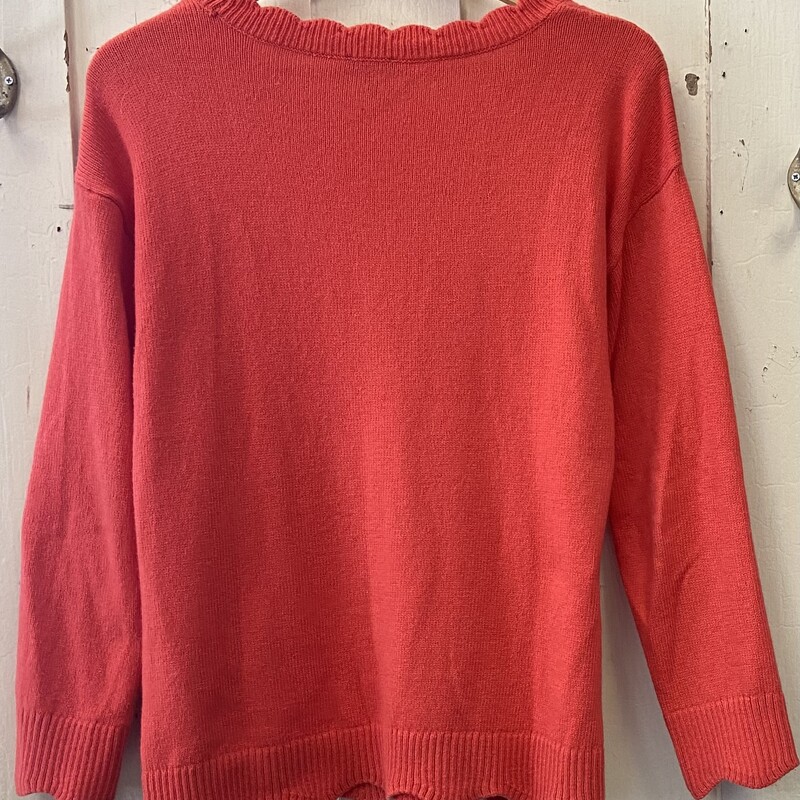 Coral Scallop Sweater<br />
Coral<br />
Size: Medium