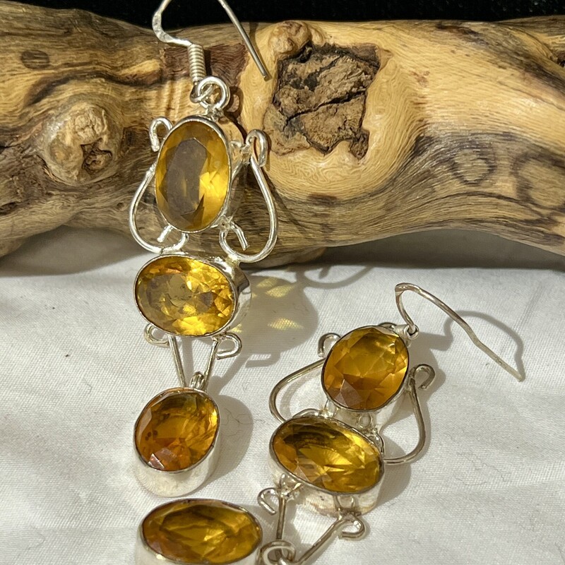 Sterling 3 organge stone earrings