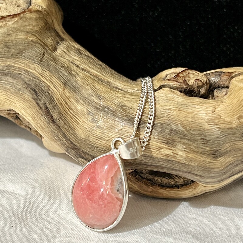 Sterling Pink Tear necklace