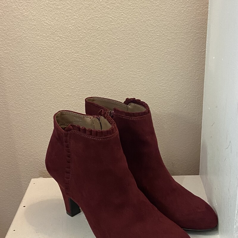 Burg Faux Suede Bootie