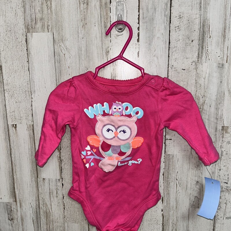 0/3M Whoo Loves Me Onesie, Pink, Size: Girl NB-3m