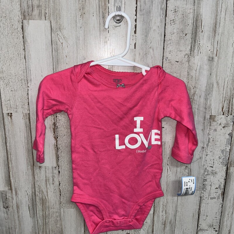 9M I Love Daddy Onesie, Pink, Size: Girl 6-12m