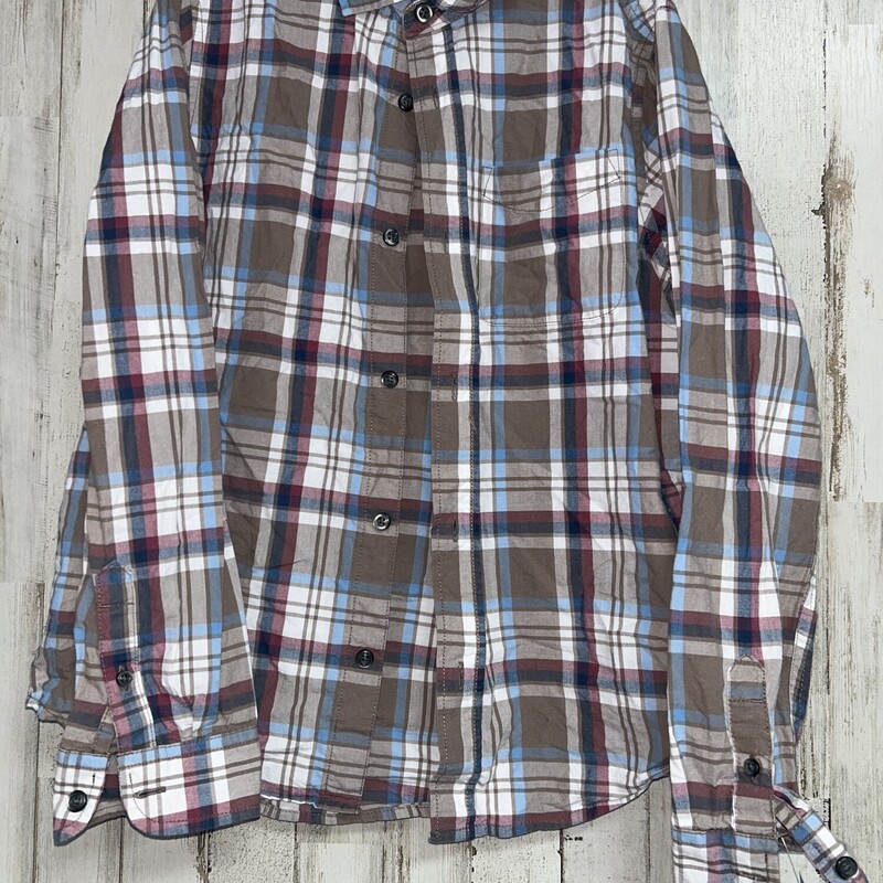 10/12 Brown Plaid Button, Brown, Size: Boy 10 Up