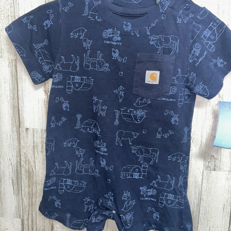 12M Navy Farm Romper