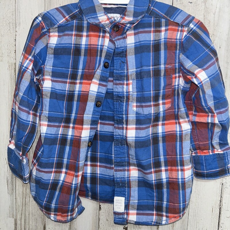 2T Blue/Red Plaid Button