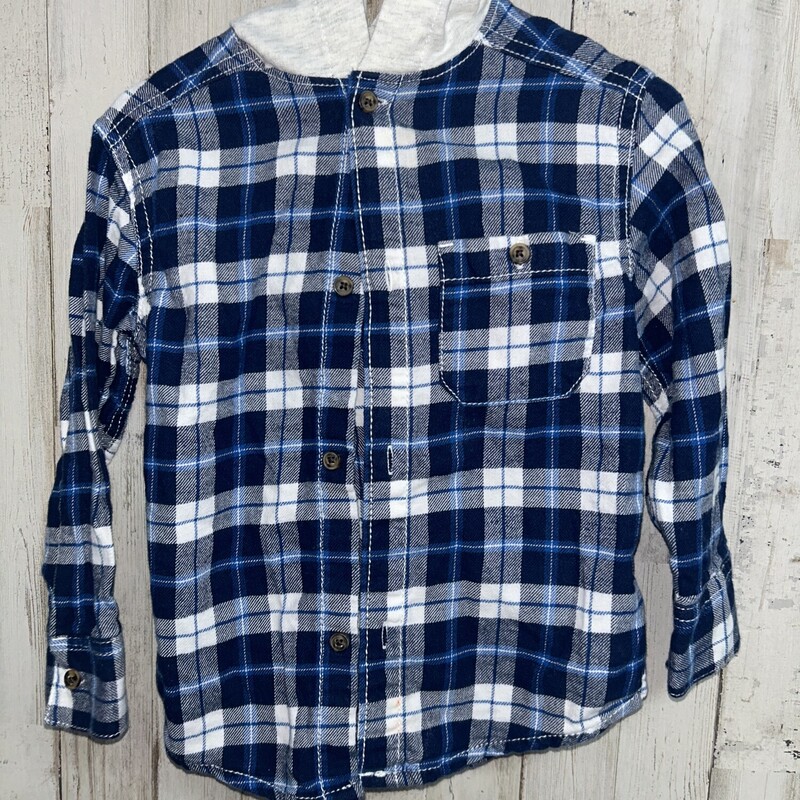 3T Blue Plaid Hooded Flan