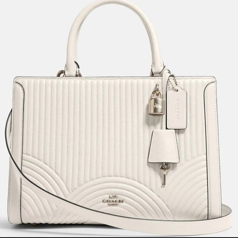 Coach Zoe Art Deco Handbag
White
 Size: 12x8H