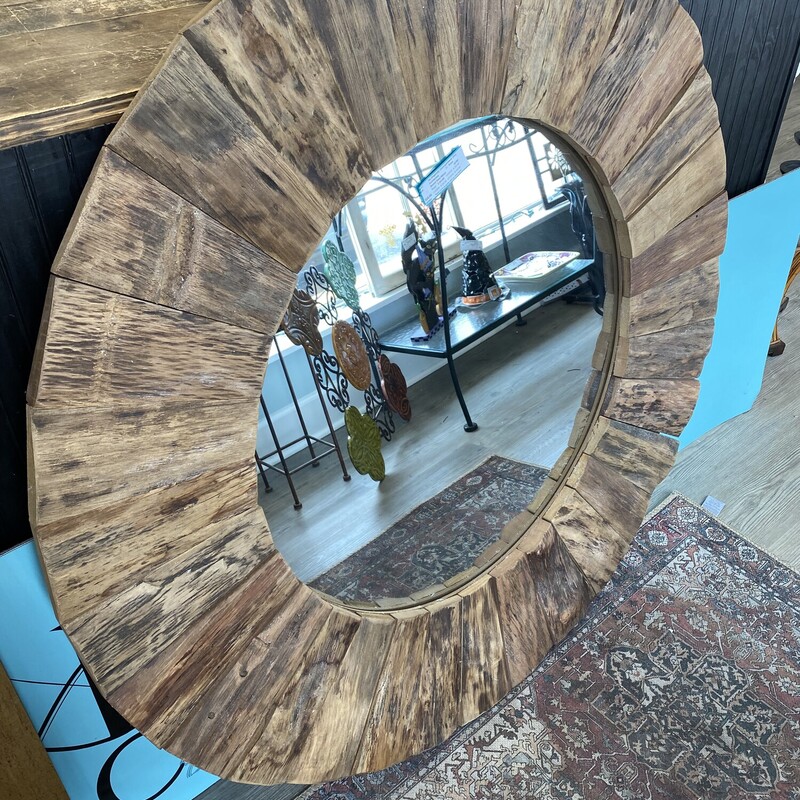 Round Wood Mirror