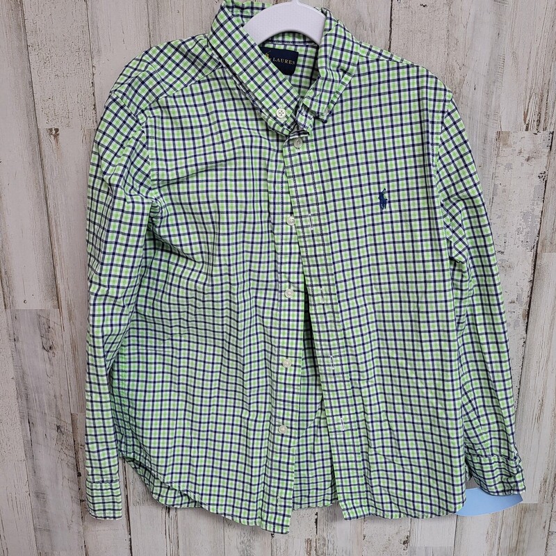 7 Green Plaid Button Up