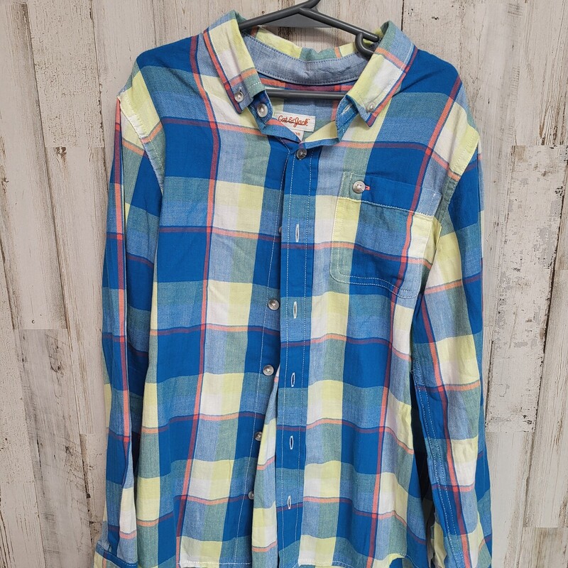 8/10 Blue Plaid Button Up, Blue, Size: Boy 5-8