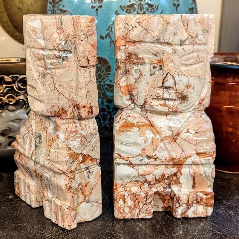 Set of 2 Marble Onyx Aztec Bookends
Pink White
Size: 4 x 7.5H