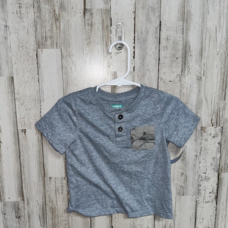 18M Blue Shark Pocket Tee, Blue, Size: Boy 12-24m