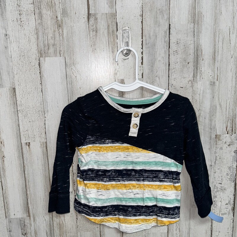 12M Navy Striped Pocket T