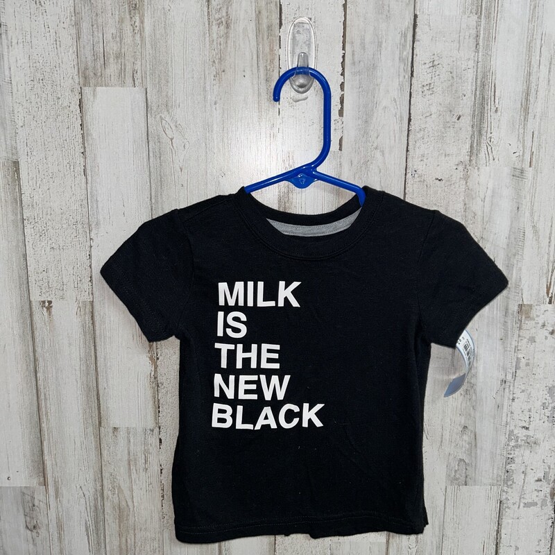 12M Milk Is The New Tee, Black, Size: Boy 12-24m