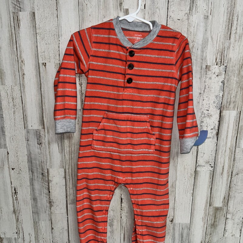 24M Orange Stripe Button, Orange, Size: Boy 12-24m