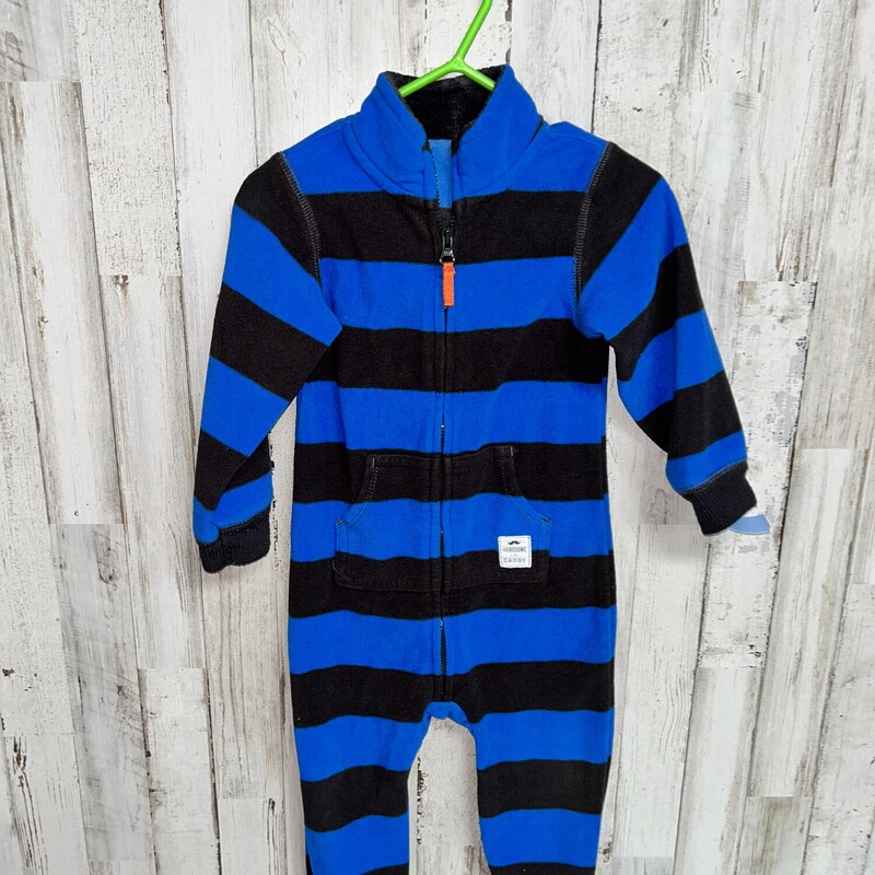 18M Blue Stripe Zip Rompe