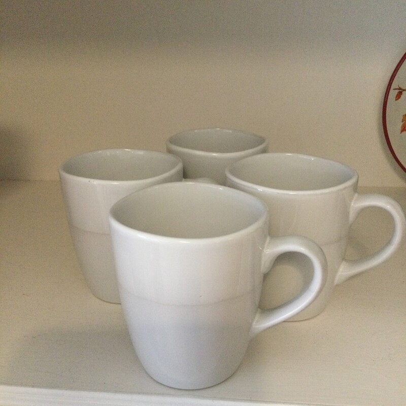 Stoneware Mugs Set Of 4,
Grey/Cream,
Size: 4 X 5 In