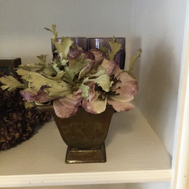 Faux Dried Flower Arrangement,
Purple/Green/Brown,
Size: 5 X 4 In