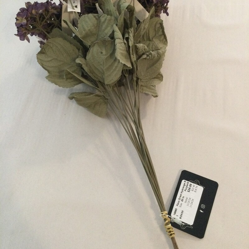 Faux Dried Hydrangeas,
Purple/Green,
Size: 20 In