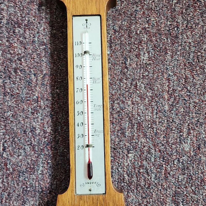 Vtg Swift Thermometer, Wood, Size: 21 In As Is