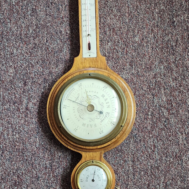 Vtg Swift Thermometer, Wood, Size: 21 In As Is