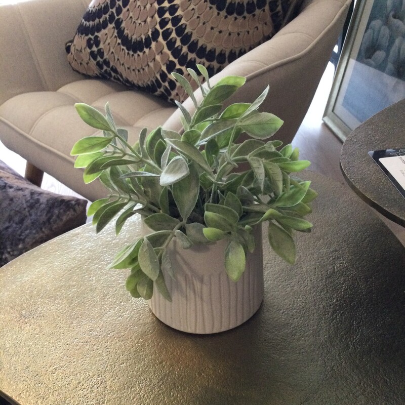 Potted Faux Plant,
Green/Cream,