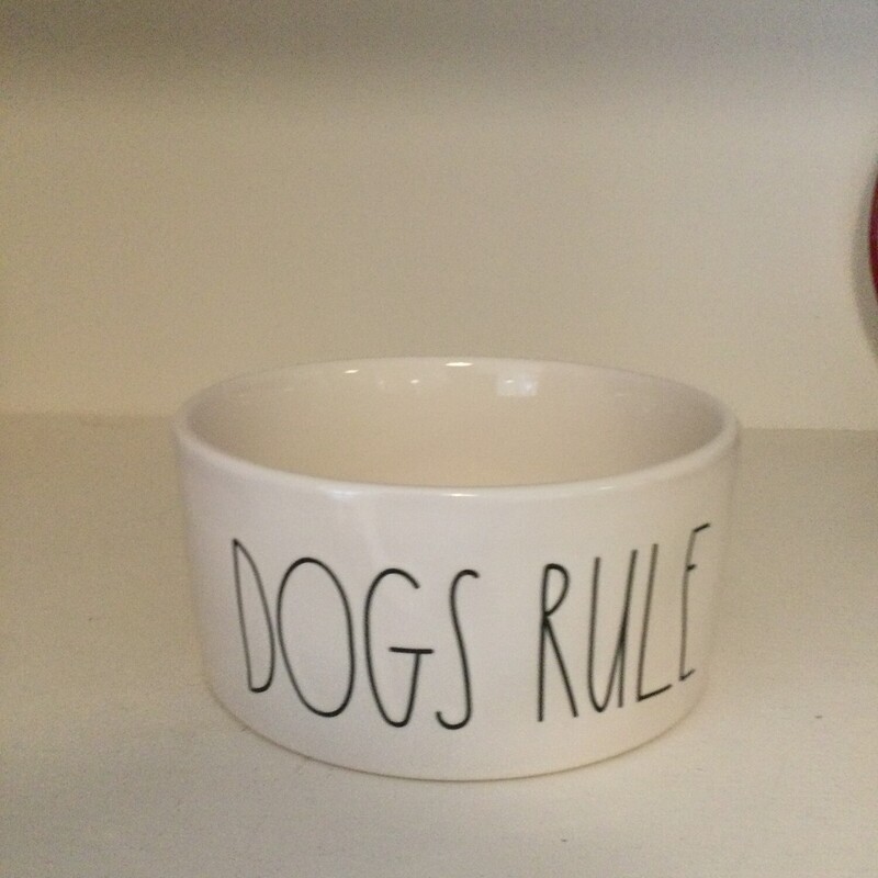 Rae Dunn Dog Bowl,
Cream/Black,
Size: 6 X 3 In