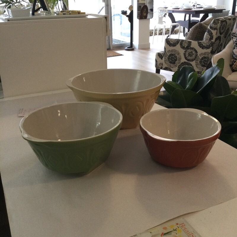 Mixing Bowls,
Gold/Green/Red