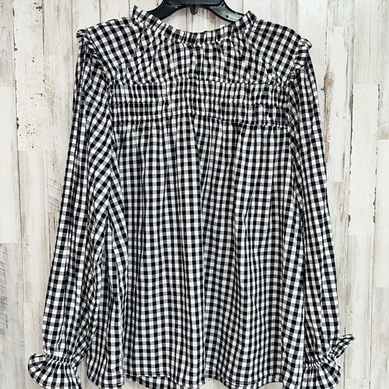 1X Black Plaid Blouse