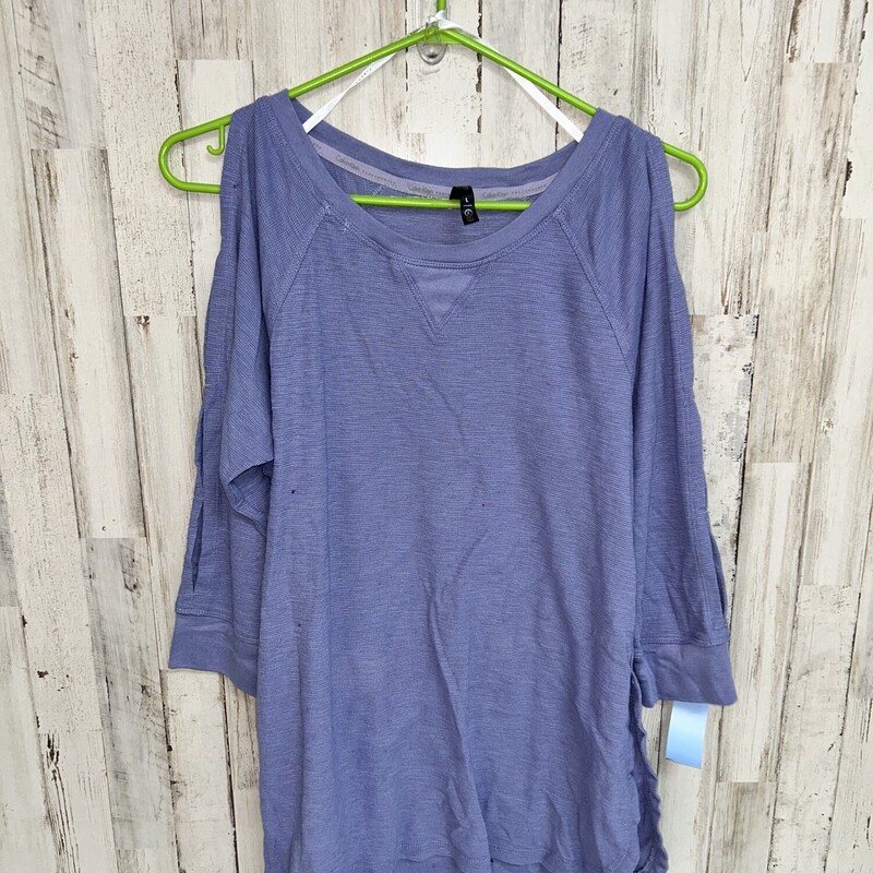 L Blue Waffle Cut Out Top, Blue, Size: Ladies L