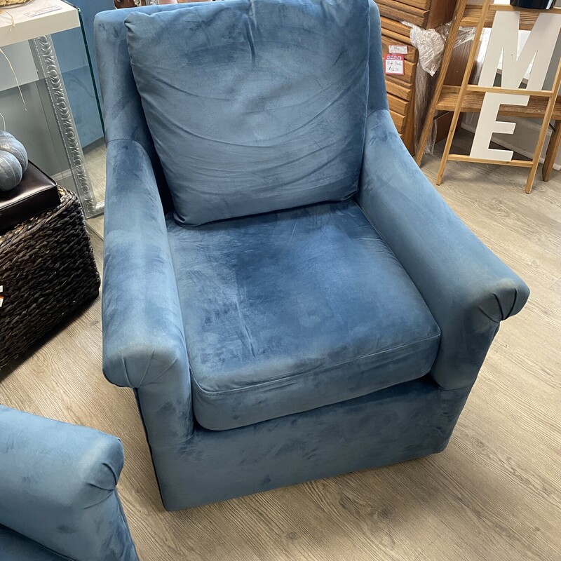 Blue Velvet Swivel Chair